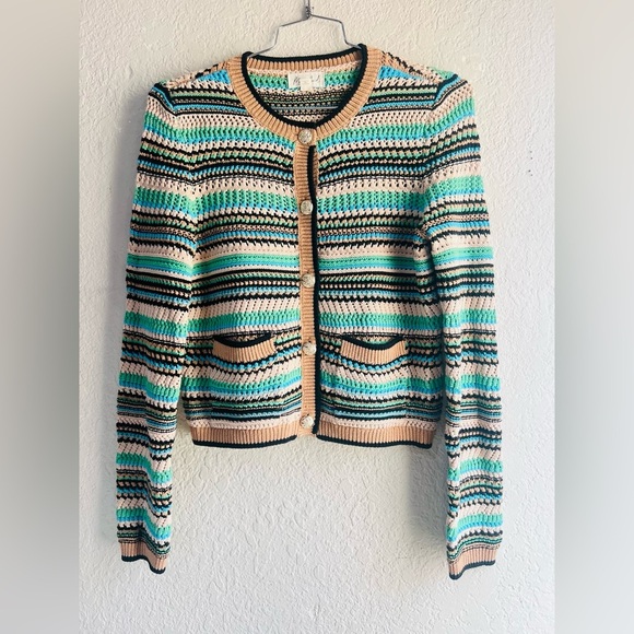 Crocheted Knit bottom up  Cardigan small size like new condition charming - Picture 1 of 15